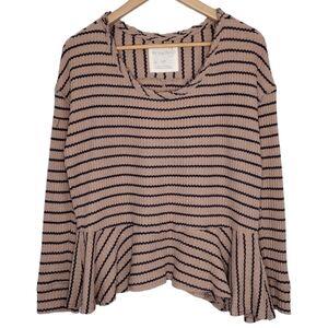 We The Free Women's Striped Pullover Scoop-Neck Long Sleeve Blouse Size S